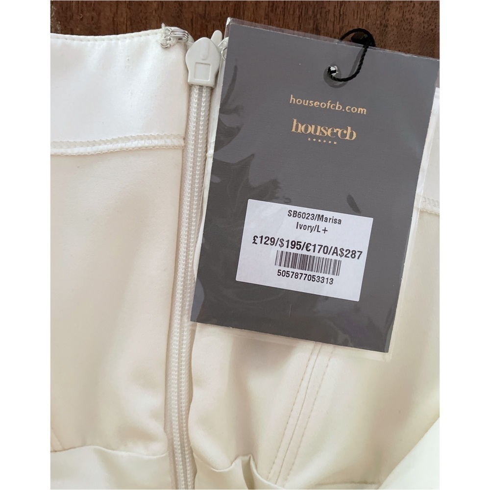NWT House of CB Marisa Ivory Satin Corset Tulle Long Sleeves Mini Bodycon Dress - Picture 3 of 14